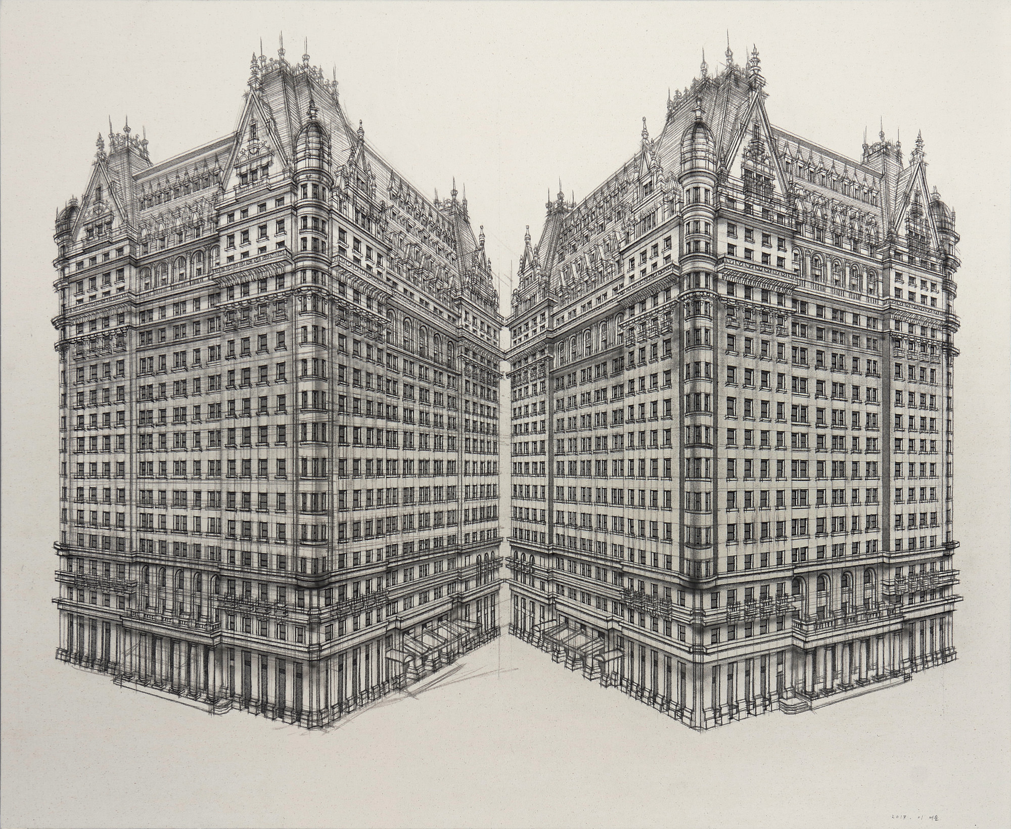 Duplicate_2, 2017, 캔버스천에 수묵 Korean ink on canvas, 130x162cm