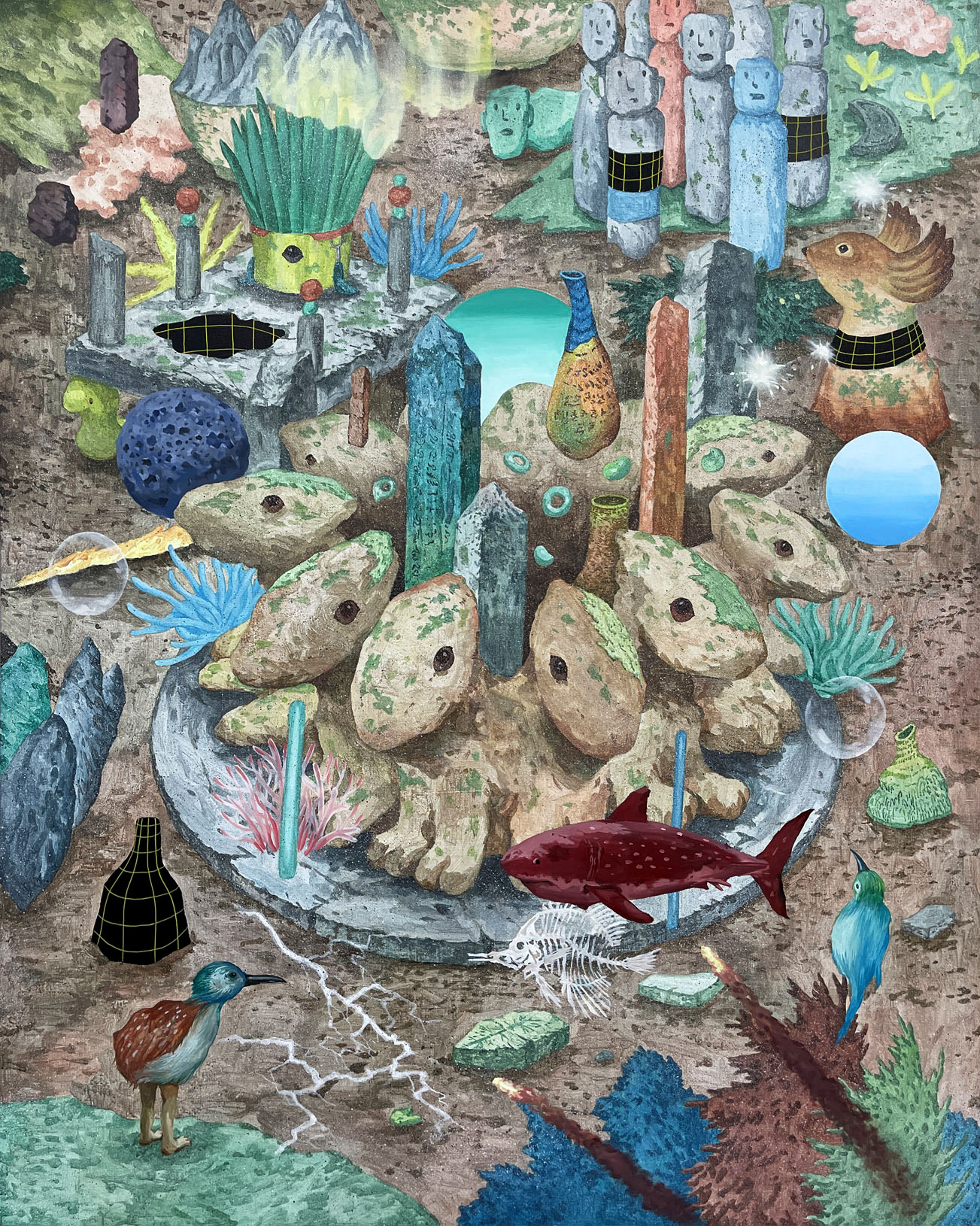 옛 박물관 터의 새로운 시작 New Beginnings at the Old Museum Site, 2023, acrylic, oil on canvas, 162.2×130.3cm