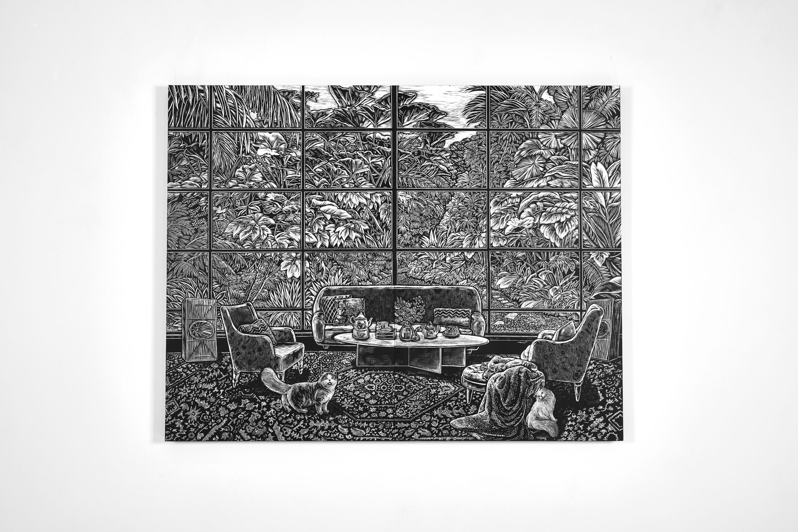 기억이 말을 걸어올 때 When Memory Speaks to Me, 2024, Sratch on Board, 142×110cm