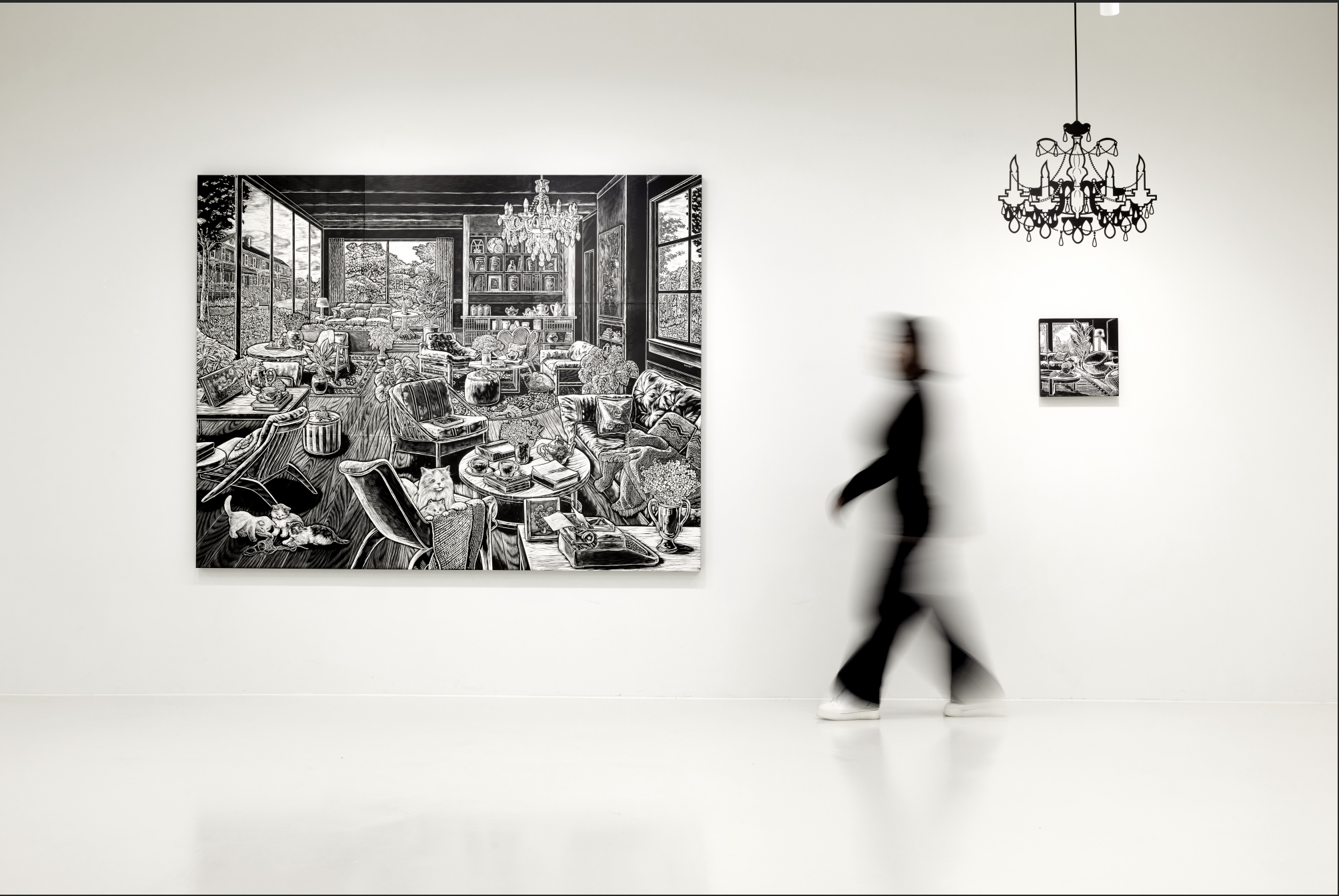 어느 날 여행자의 기억에 초대받게 된다면 If One Day I Were Invited into a Traveler’s Memory, 2024, Scratch on board, 166×213cm 전시 전경