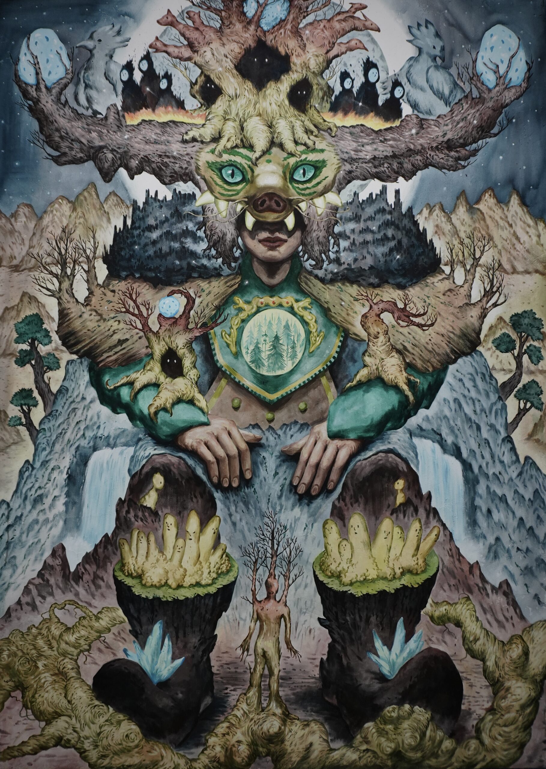 청룡의 땅, 연결된 세계 Land of the Azure Dragon, Connected Worlds, 2025, acrylic on canvas, 227.3×162.1cm