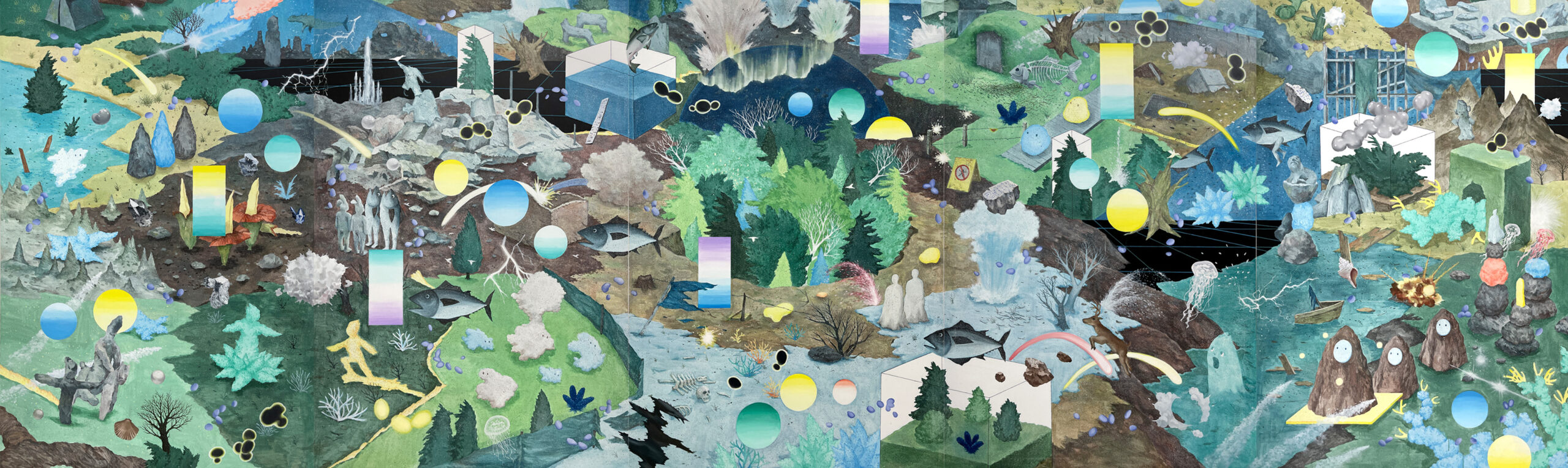 공터에서 벌어진 일 Happenings at the Vacant Lot , 2022, acrylic, oil on canvas, 193.3×651.5cm